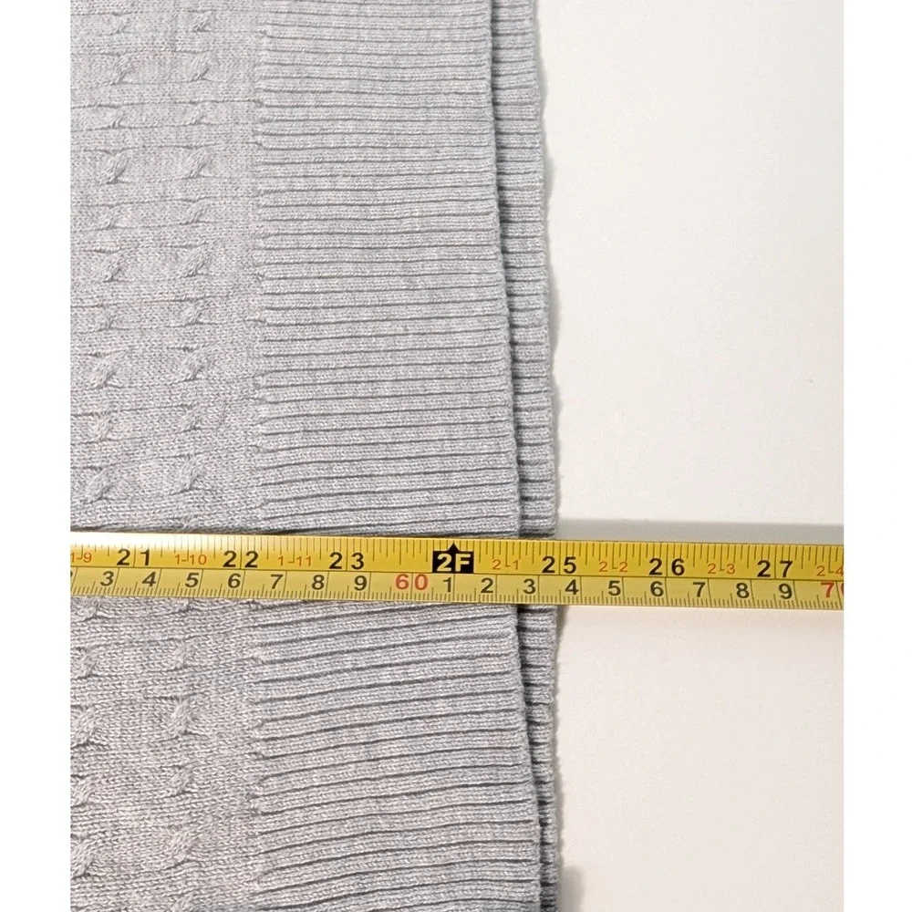 Laura Scott Sweater Women Small Gray Cable Knit Crew Neck Pullover Cotton Blend